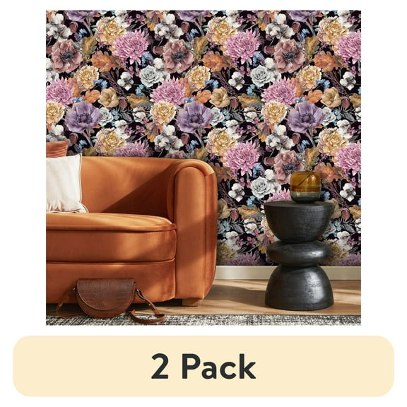 (2 pack) UMIGGEE 17.7-in x 393-in Floral Wallpaper Multicolor Peel and Stick Wallpaper Self Adhesive Wall Paper Contact Paper for Home Mural Wall Decor Wall Covering Old Furniture Renovation