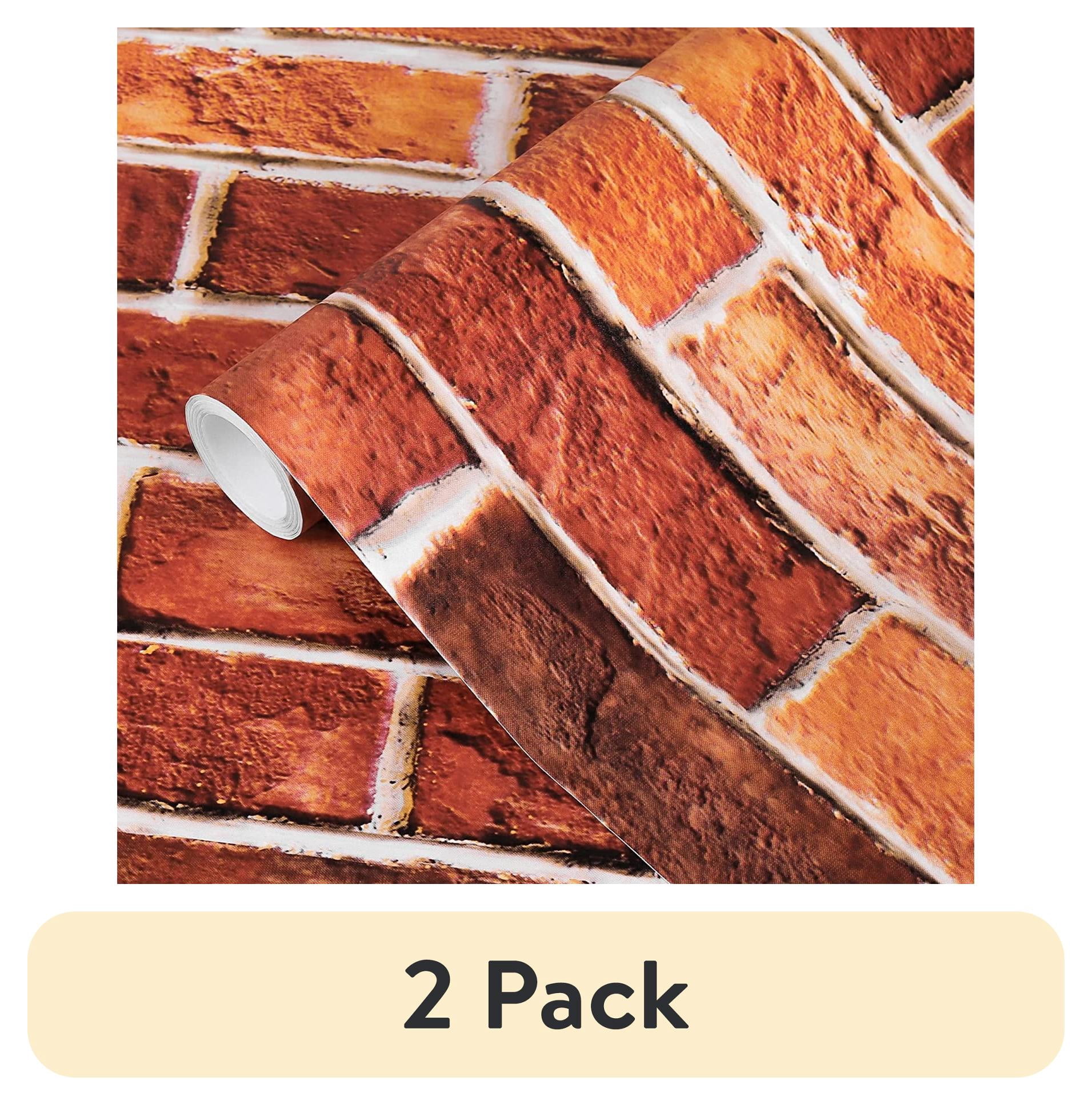 (2 pack) UMIGGEE 17.7" x 236" Red Brick Wallpaper Peel and Stick Wallpaper Vinyl Self Adhesive 3D Vintage Brick Pattern Removable Wallpaper for Kitchen Backsplash Bedroom Accent Wall