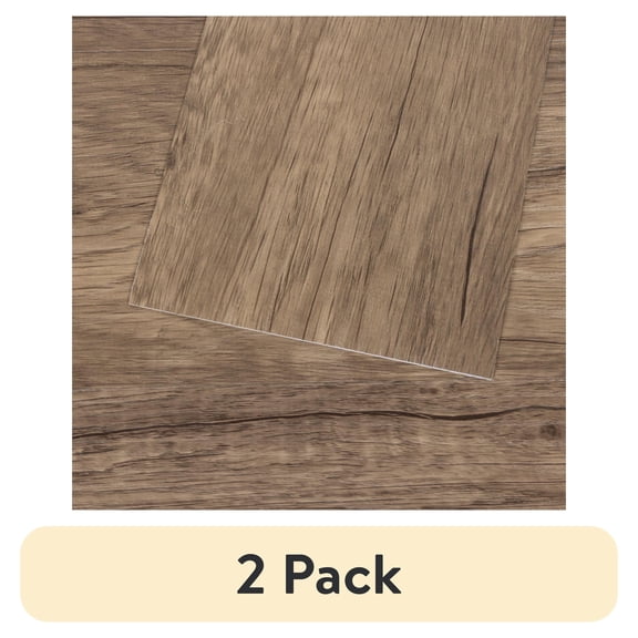 (2 pack) UMIGGEE 35-in x 5.7-in Peel and Stick Flooring Brown Wood Look Floor Tiles 20-Pcs Vinyl Flooring Self-Adhesive Flooring For Kitchen Laminate Flooring Home Decoration (27.7 Sq. ft./Pack)