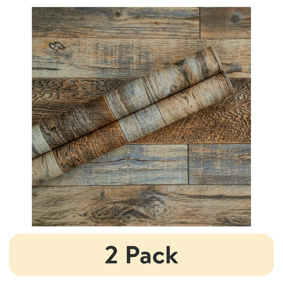 (2 pack) UMIGGEE Brown Wood Wallpaper Plank Peel and Stick Wallpaper 17.5" x 118" Faux Removable Contact Paper Self Adhesive Wallpaper for Wall Covering Home Decor