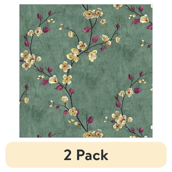 (2 pack) (2 pack) UMIGGEE Floral Peel and Stick Wallpaper Green Floral Contact Paper 17.7-in x 118-in Removable Wallpaper Self Adhesive Wallpaper Wall Paper for Home Decor Wall Covering Old Furniture Renovation