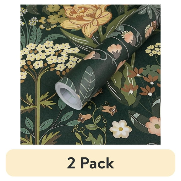 (2 pack) UMIGGEE Floral Wallpaper Peel and Stick 17.7" x 118" Tulips Dark Self Adhesive Removable Wallpaper Peel and Stick for Home Bedroom Cabinets Thicken