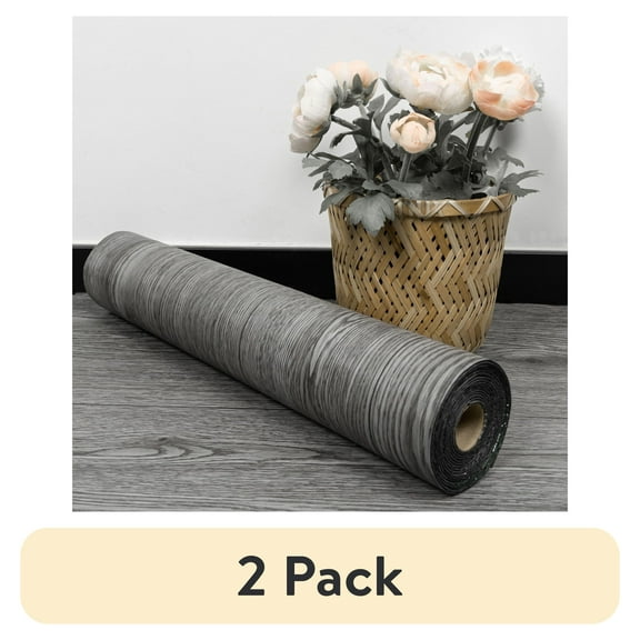 (2 pack) UMIGGEE Gray Peel and Stick Vinyl Flooring Roll 15.7-in x 118-in/12.8 Sq.Ft Thicken Self-Adhesive Vinyl Wood Grain Floor Wear-Resistant Easy DIY Install Home Decor