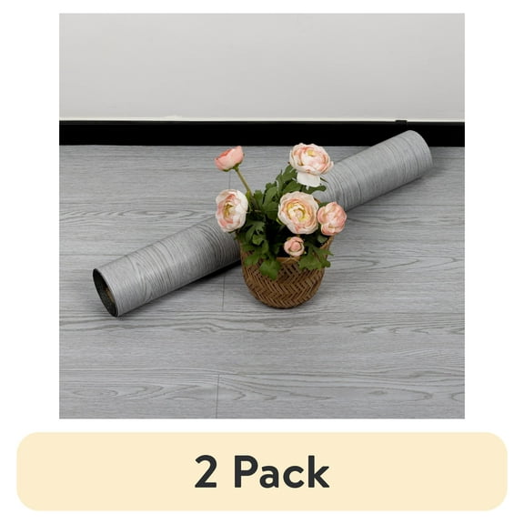 (2 pack) UMIGGEE Gray Peel and Stick Vinyl Flooring Roll 23"x 196"/31 Sq.Ft Thicken Self-Adhesive Vinyl Wood Planks Wear-Resistant Easy DIY Install Home Decor