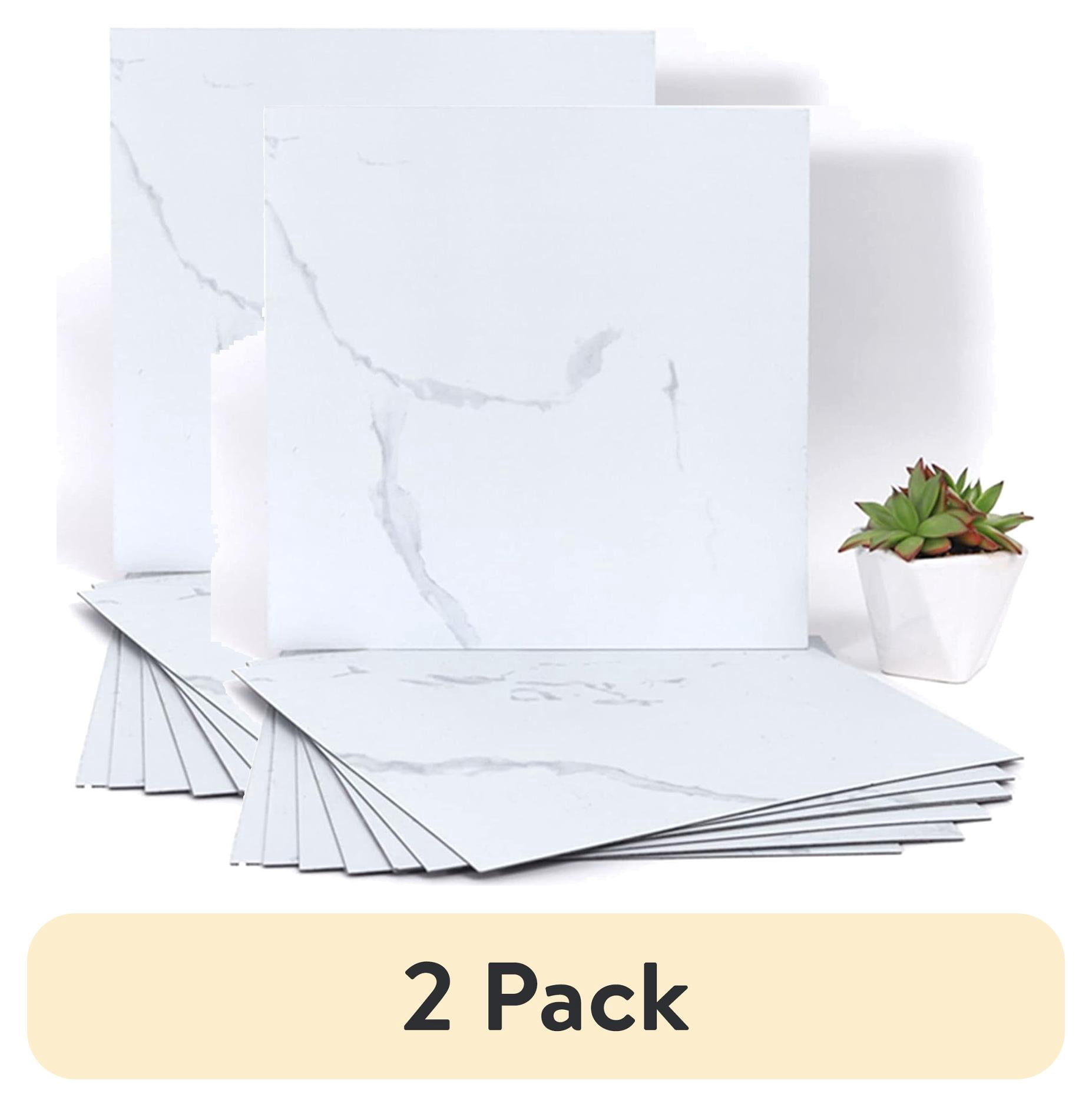 (2 pack) UMIGGEE White Marble Peel and Stick Floor Tile Self Adhesive Vinyl Flooring 12" x12" x1.0mm (10-pcs)For Kitchen Living Room Bedroom Home Decoration (10 Sq. ft./Pack)
