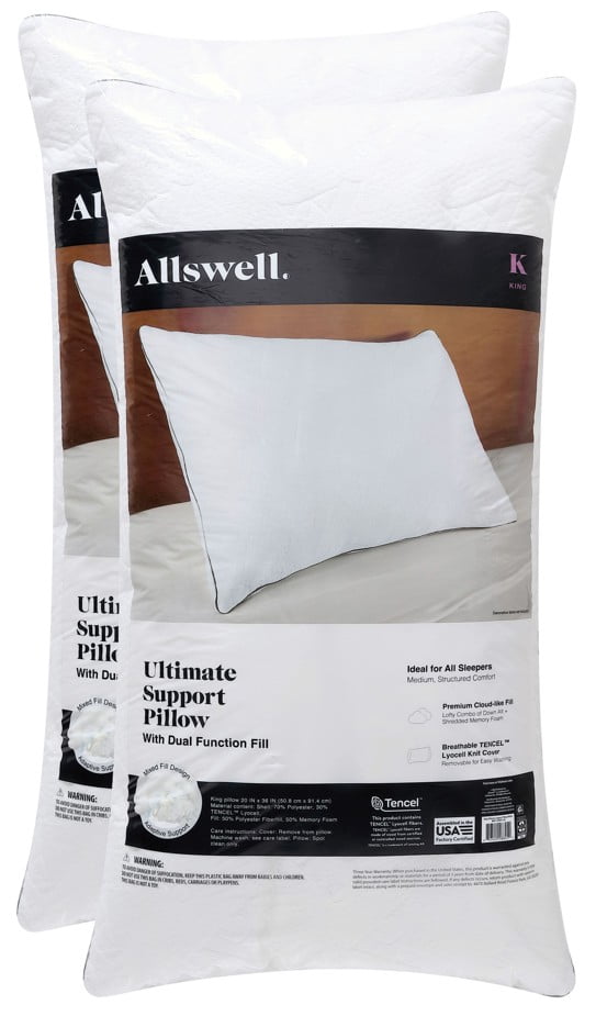 (2 Pack) Allswell Ultimate Comfort Support Pillows, King Size