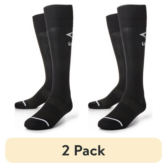 (2 pack) Umbro Peewee Boys and Girls Soccer Socks, Black 1 Pack