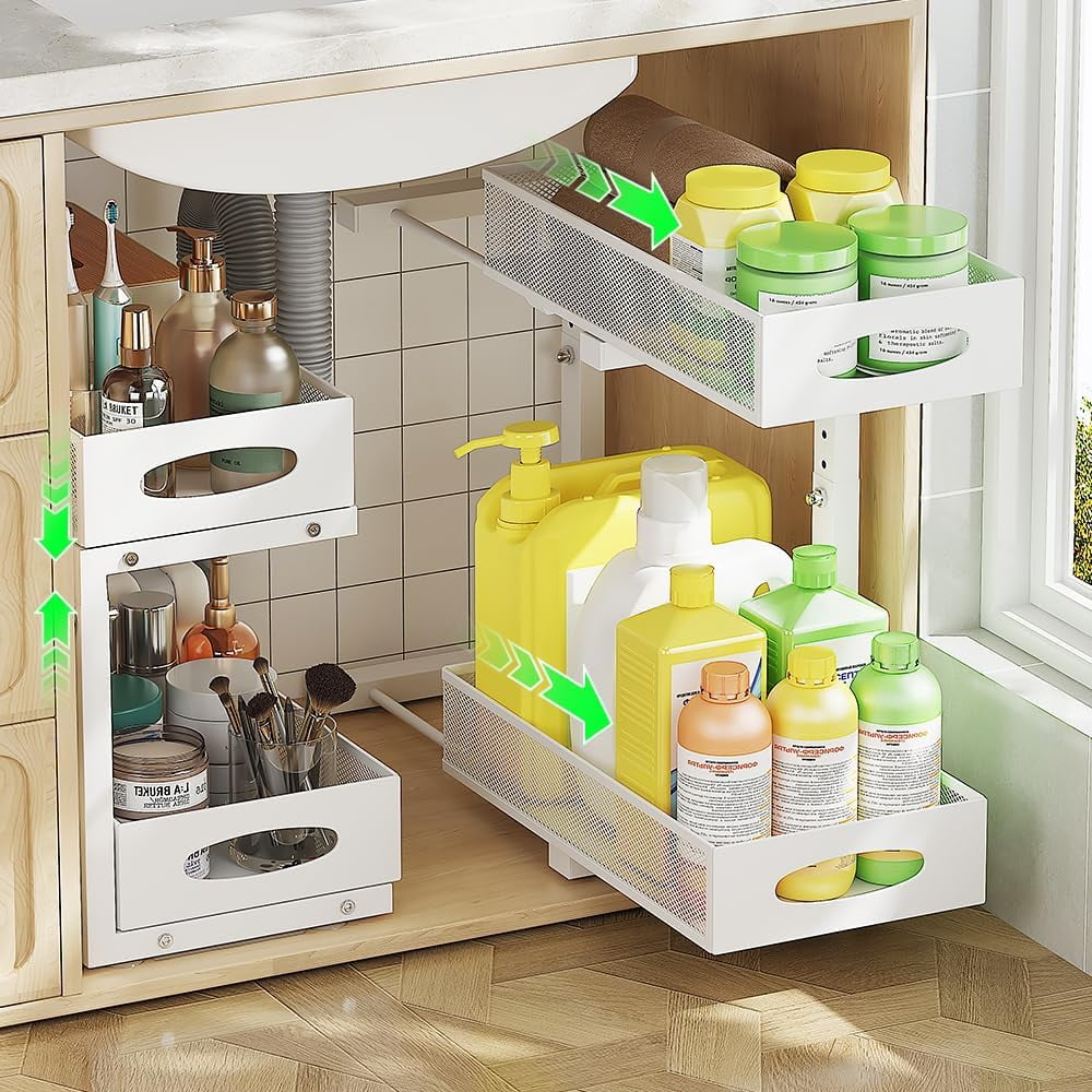 2-pack Under Sink Organizer, 2-tier Under Sink Organizer and Storage ...