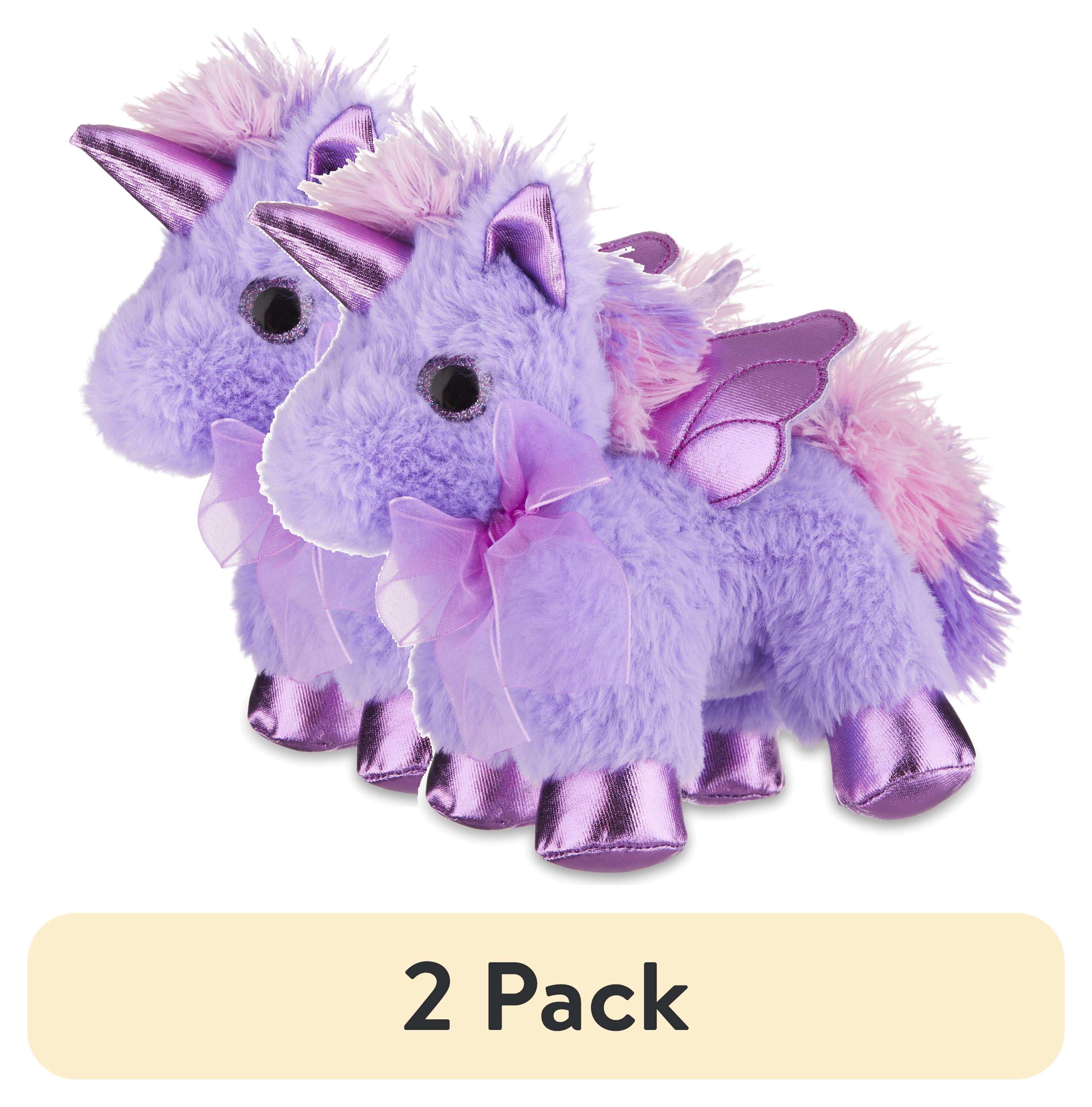 (2 pack) Unicorn Pegasus Plush Toy, Purple, Child, 6 in, by Holiday Time