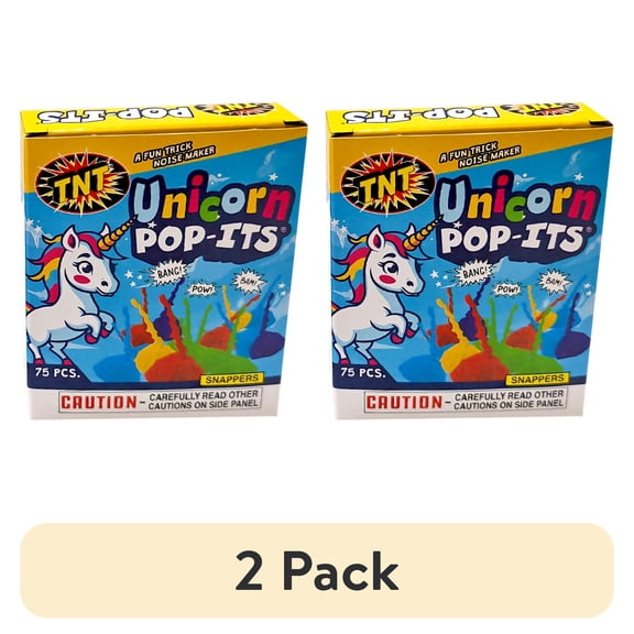 (2 pack) TNT Fireworks Unicorn Pop-its, Multicolor Party Snaps, 75 Count