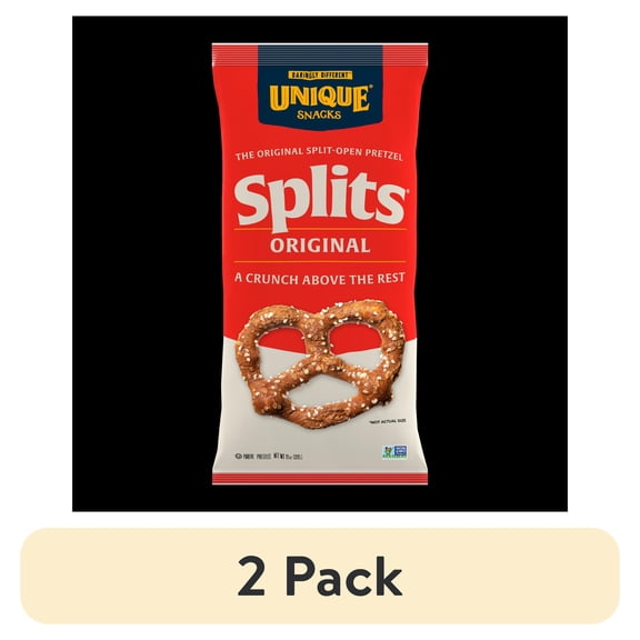 (2 pack) Unique Snacks Pretzels Original Splits All Natural with Flavor Bubbles, 11 oz