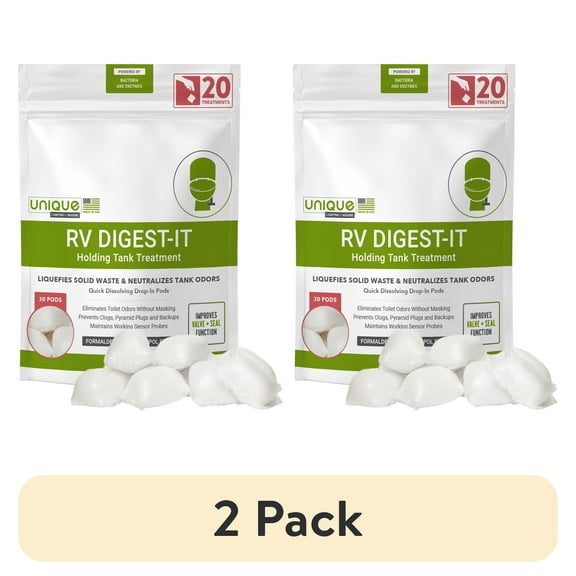 (2 pack) Unique RV Digest-It Classic Toilet Treatment Pods for RV Black Water Holding Tanks (20 Count)