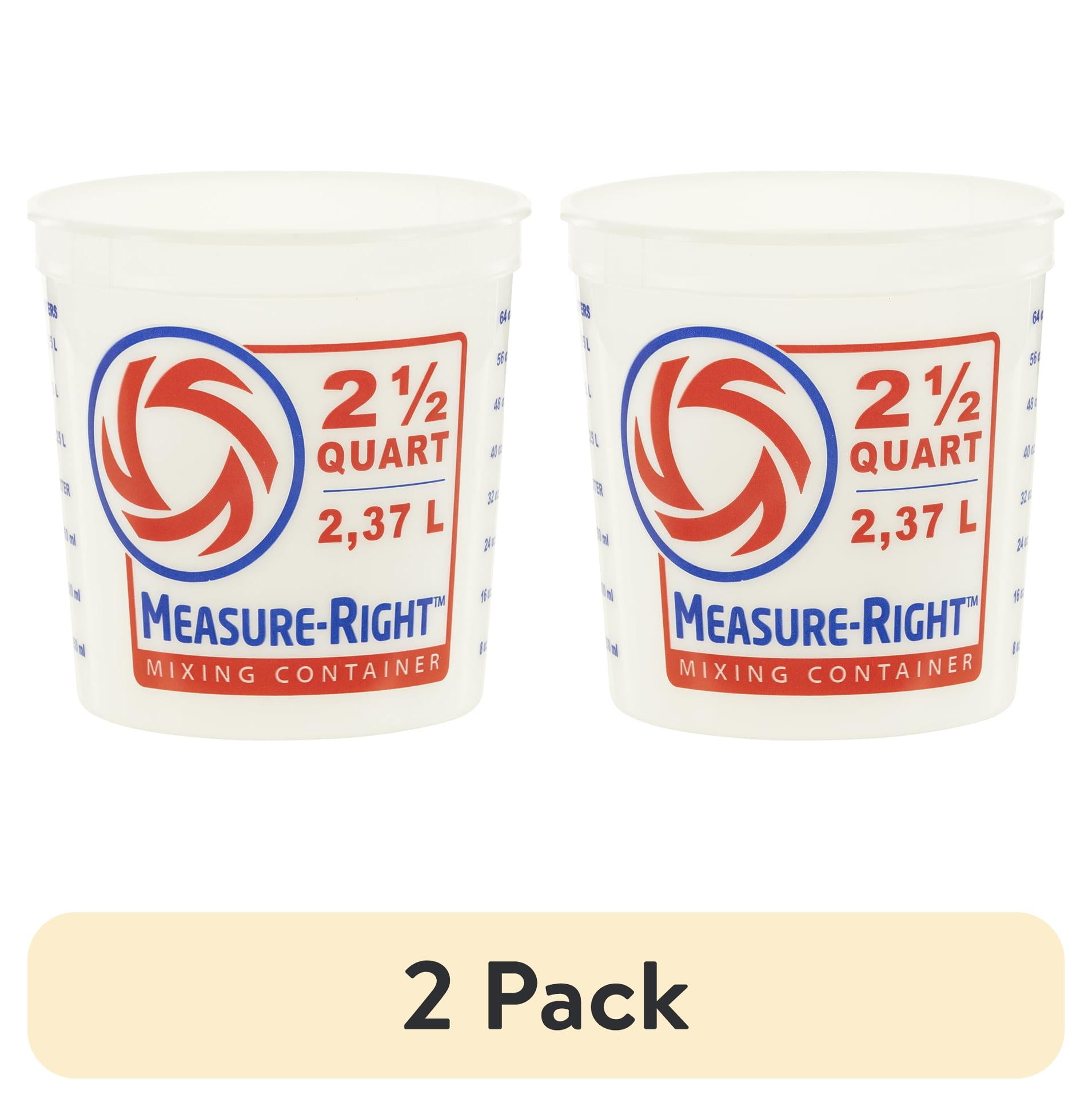 (2 pack) United Solutions 2.5 Quart Round Measure Right Plastic Mixing Container, Clear, 1 Each