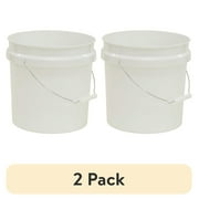 2 pack United Solutions 2 Gallon Round Comfort Handle Plastic Utility Bucket, White, 1 Each