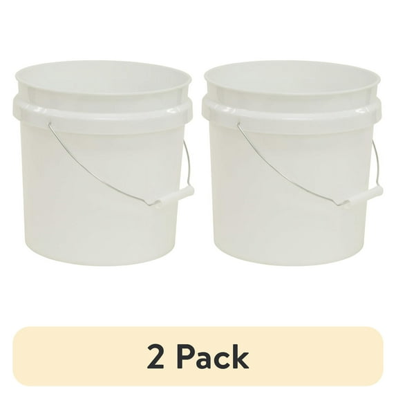 (2 pack) United Solutions 2 Gallon Round Comfort Handle Plastic Utility Bucket, White, 1 Each
