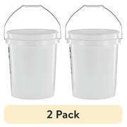 (2 pack) United Solutions 5 Gallon Round Utility Bucket, Comfort Handle, Plastic, White, PN0149, 1 Each