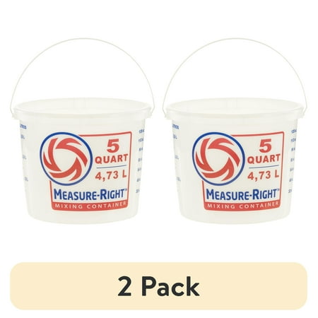 (2 pack) United Solutions 5 Quart Round Measure Right Plastic Mixing Bucket, Translucent, 1 Each