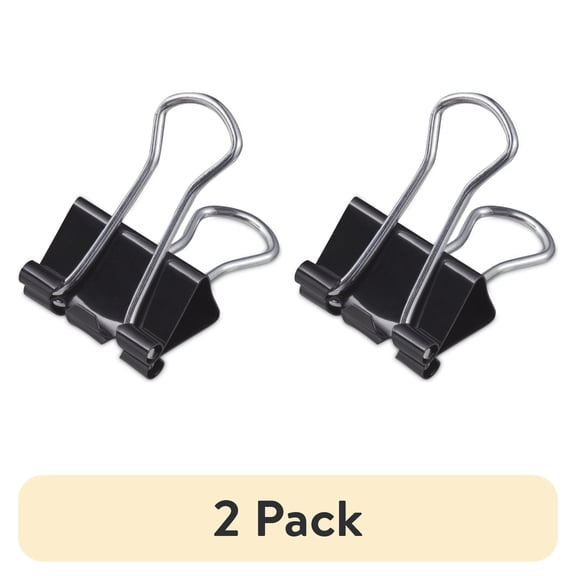 (2 pack) Universal Binder Clips with Storage Tub, Black/Silver, 40 Count