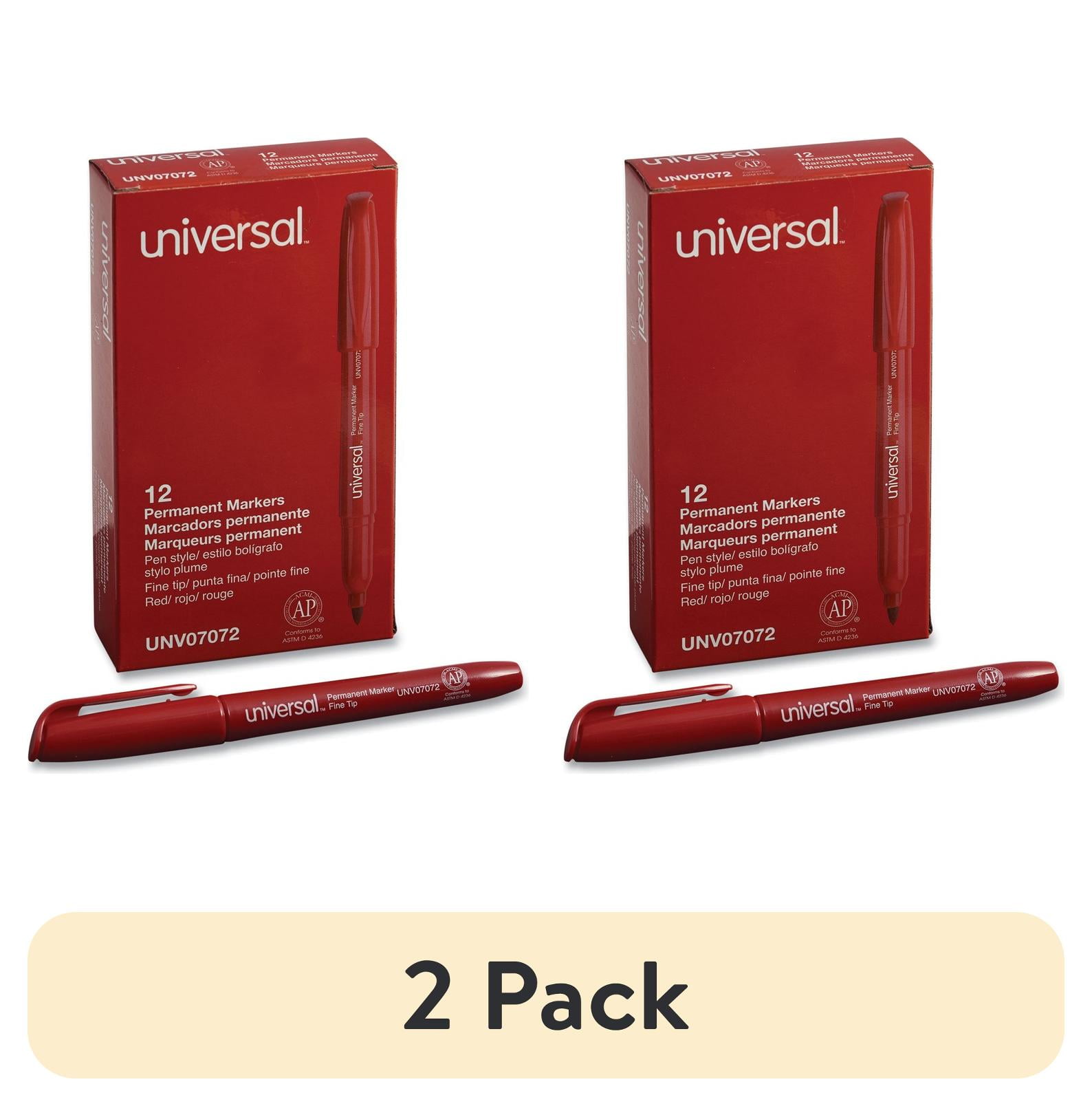 (2 pack) Universal Fine Bullet Tip Red Ink Pen-Style Permanent Markers ...