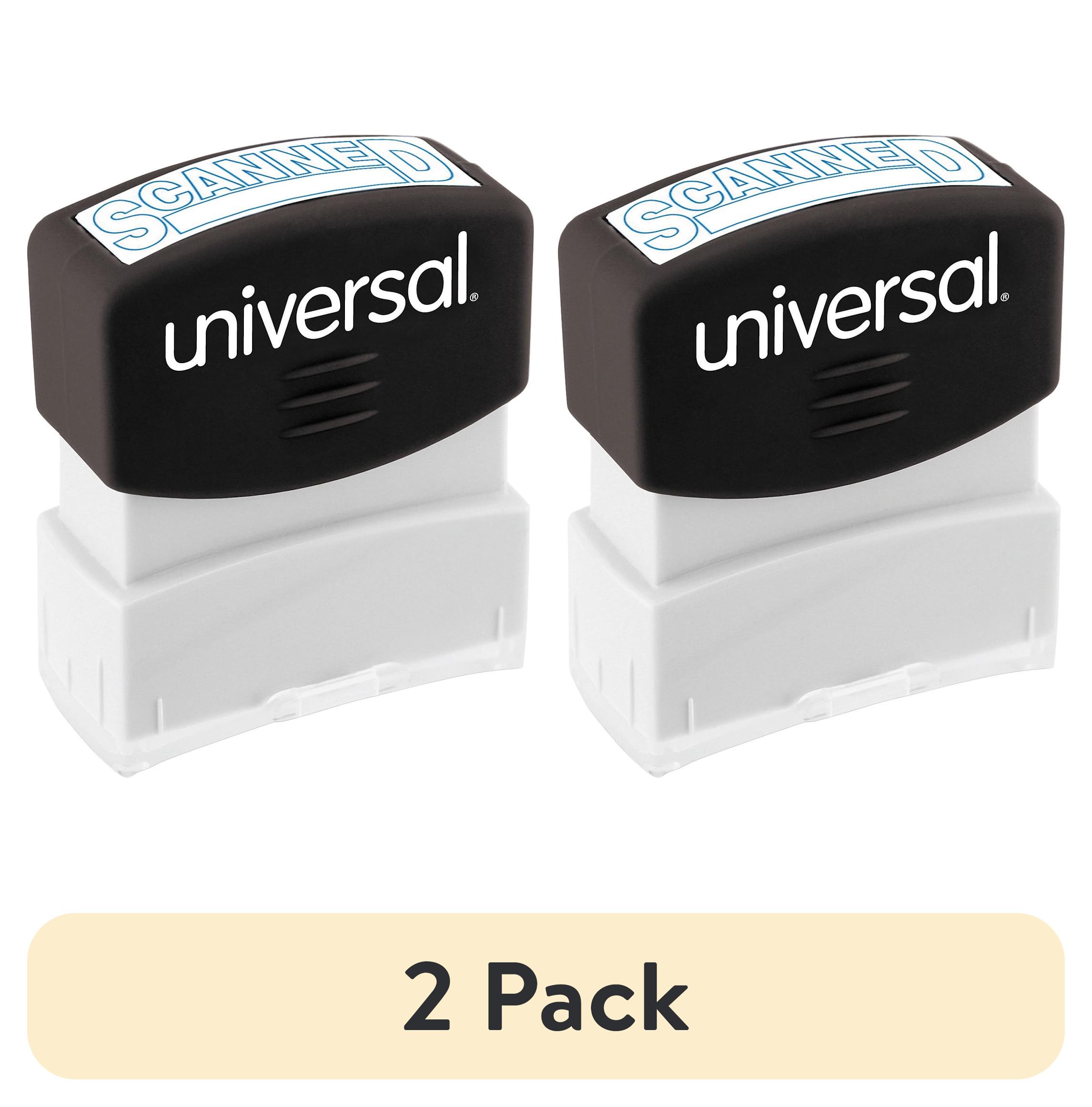 (2 pack) Universal Message Stamp, SCANNED, Pre-Inked One-Color, Blue -UNV10157