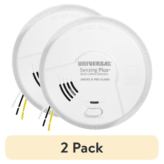(2 pack) Universal Security Instruments, Sensing Plus, Hardwired Smoke & Fire Alarm, Multi-Criteria Detection, with 10 Year Battery Backup