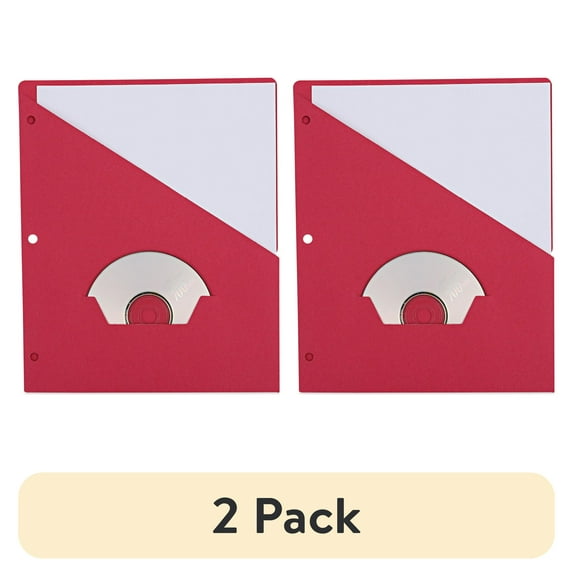 (2 pack) Universal Slash-Cut Pockets for Three-Ring Binders, Jacket, Letter, 11 Pt, Red, 10 Pack