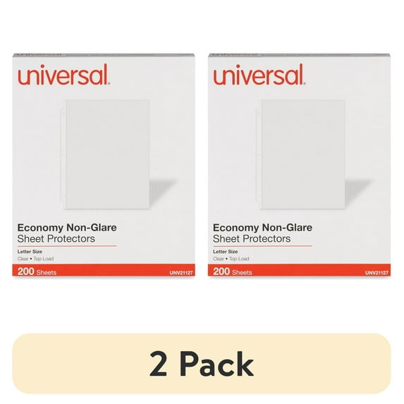 (2 pack) Universal Top-Load Poly Sheet Protectors, Nonglare, Economy, Letter, 200/Box -UNV21127