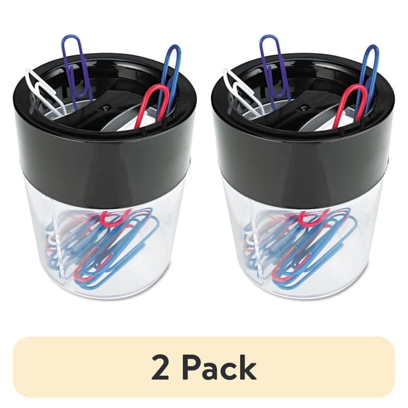 (2 pack) Universal UNV08126 Two-Compartment Plastic Magnetic Clip Dispenser - Black