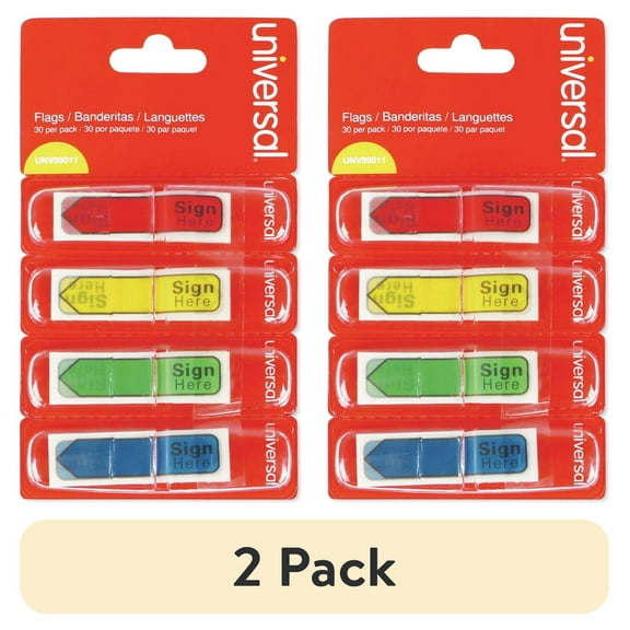 Universal UNV99011 Deluxe 0.5 in. x 1.75 in. Sign Here Message Arrow Flags - Assorted Colors (120/Pack)