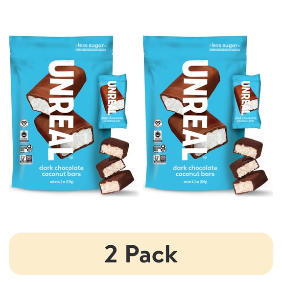 (2 pack) Unreal Dark Chocolate Coconut Bars, 4.2 oz Gluten Free