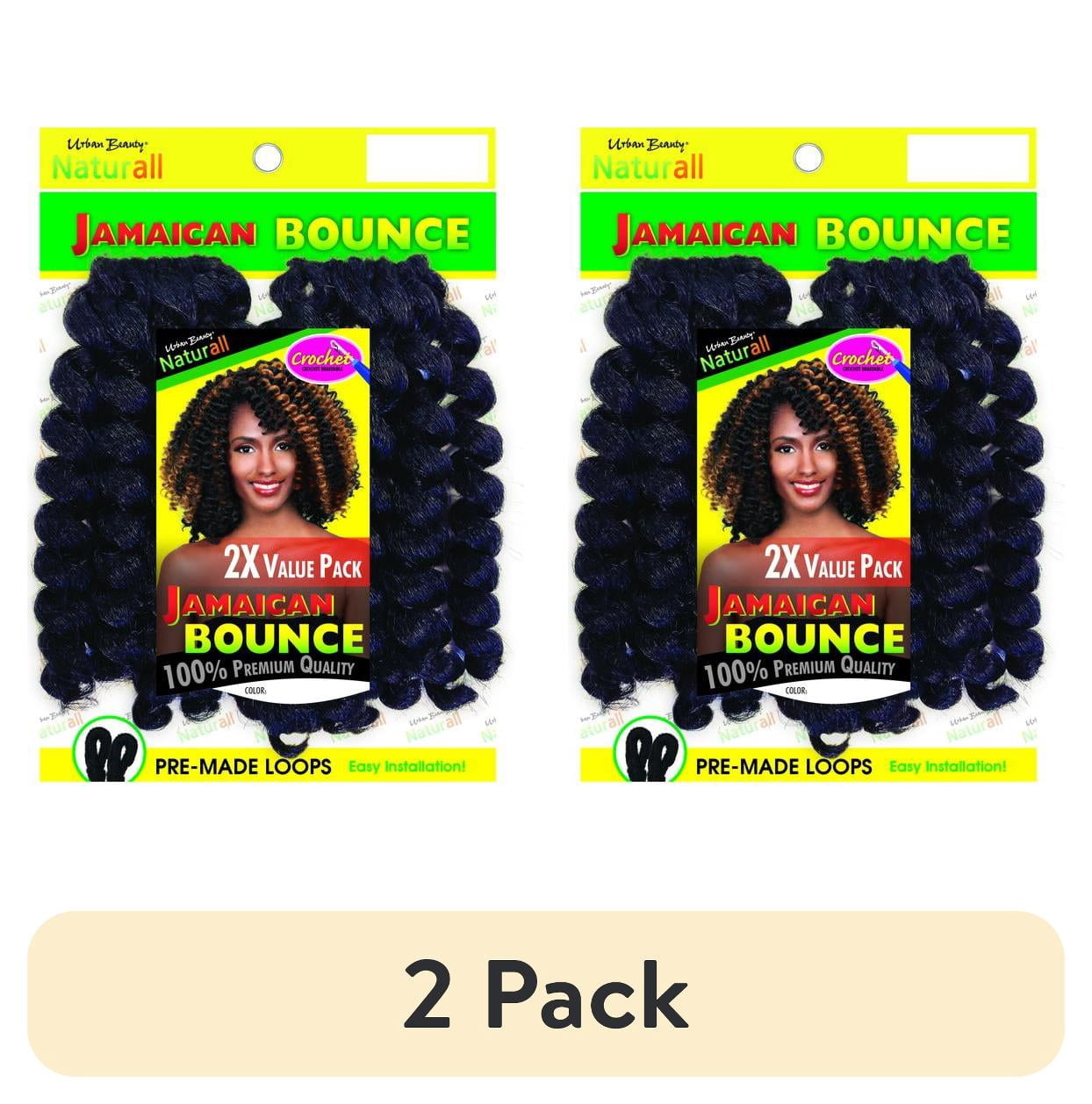(2 pack) Urban Beauty Queen B Jamaican Bounce Curls Crochet Hair 2X Pack, #1B, Adult, Female