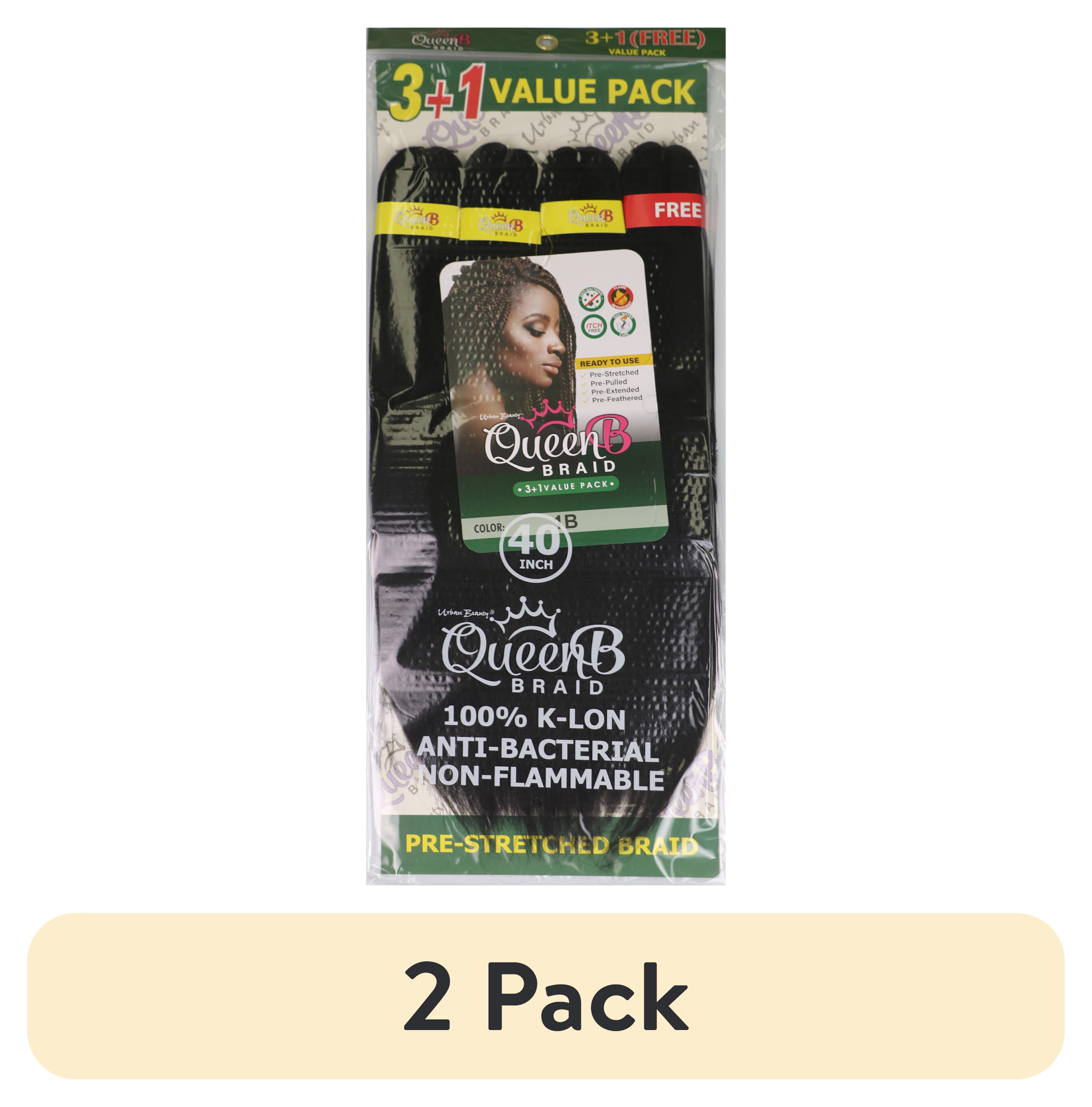 2 pack) Urban Beauty Queen B Pre-Stretched Braiding Hair 4X