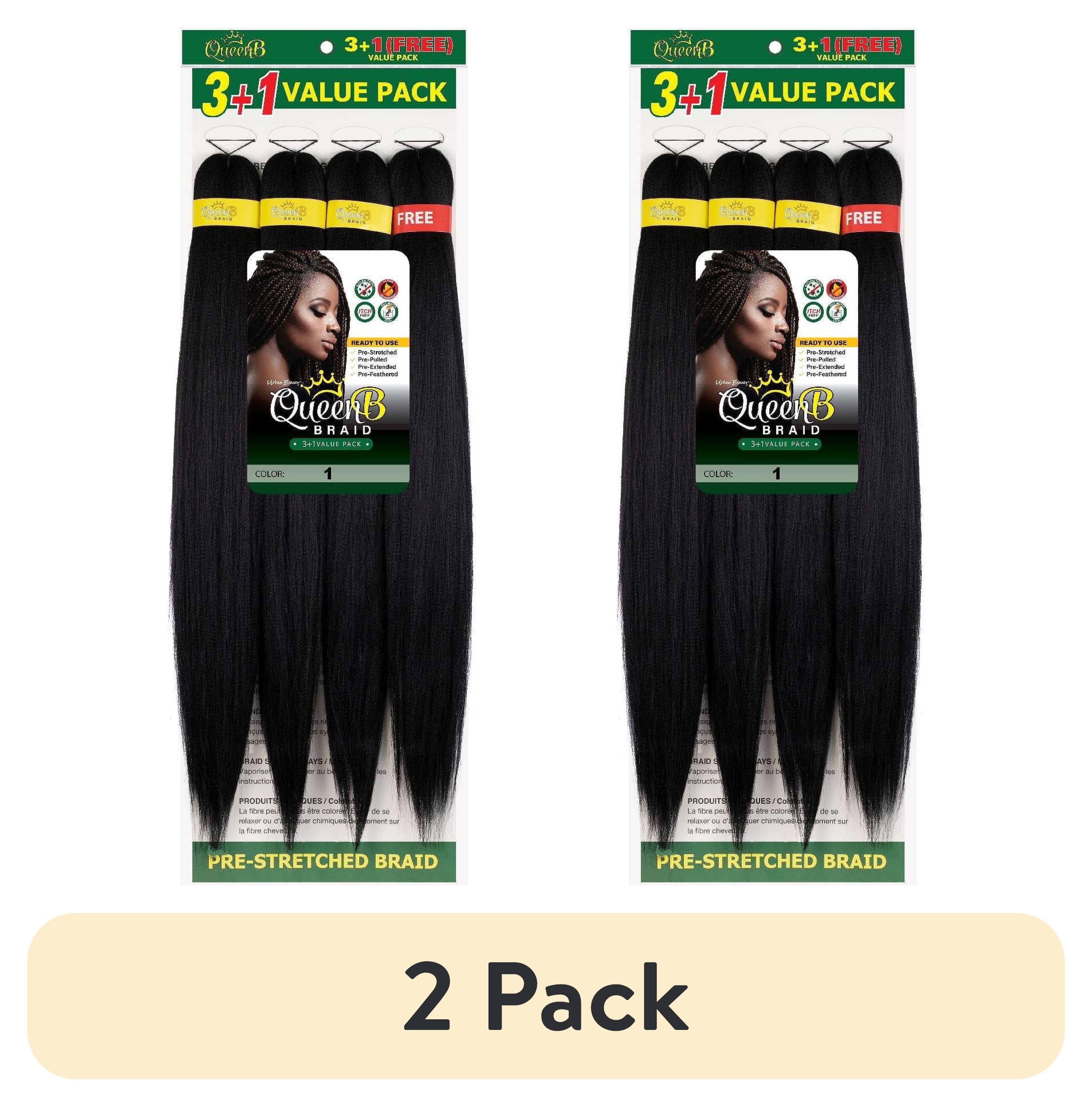 2 pack) QueenB 4X Value Pack Pre-Stretched Braiding Hair 50