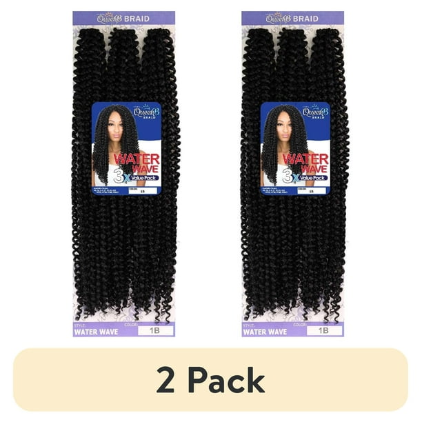 2 pack) QueenB 3X Water Wave Crochet Hair 18” – Color #1B