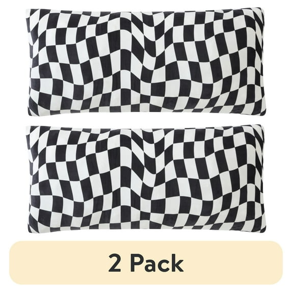 (2 pack) Urban Shop 20" x 48" Cozy Body Pillow, Abstract Black & White Check