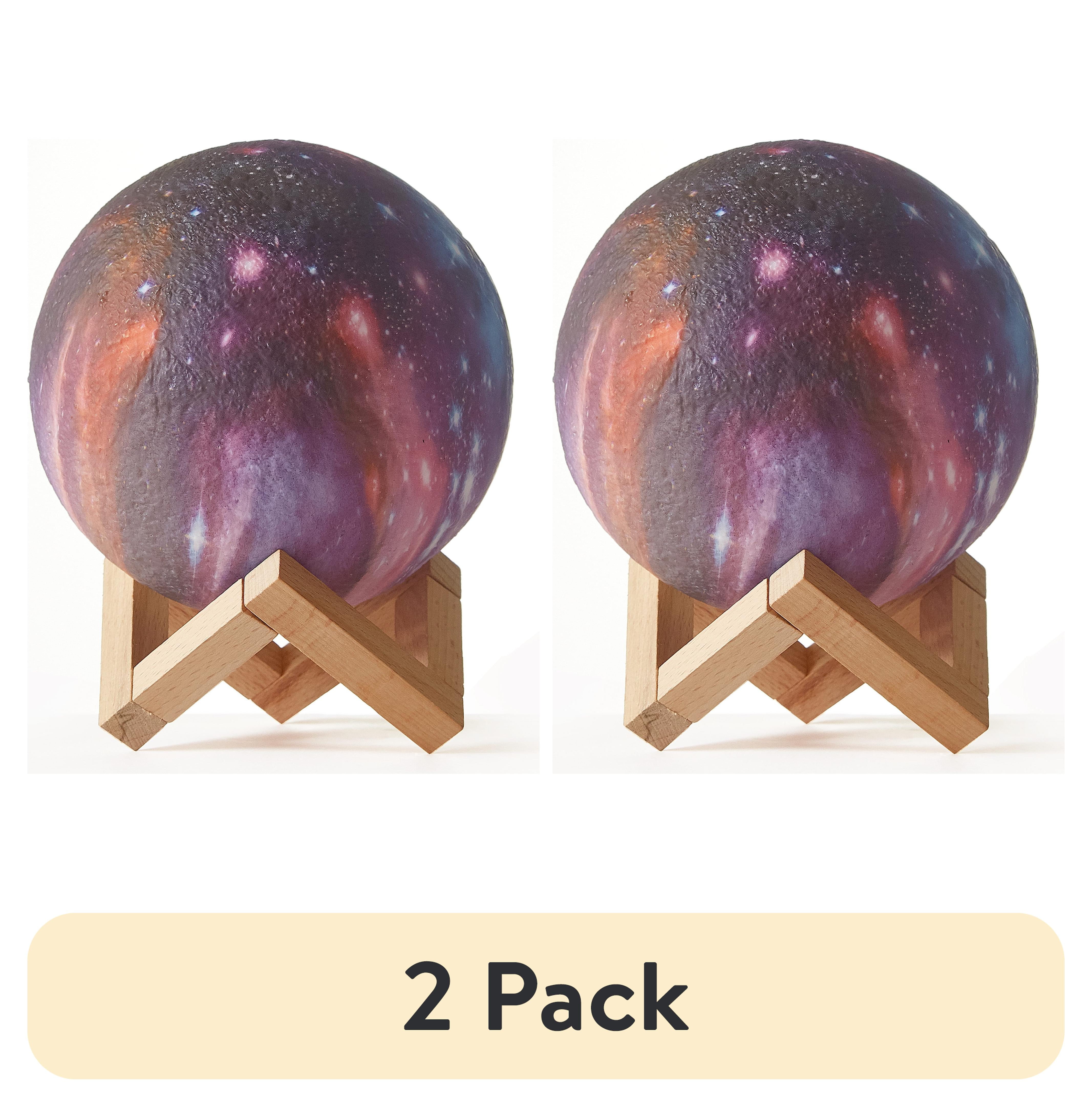(2 pack) Urban Shop 3D Print Color Changing Moon Lamp with Wood Stand, remote control and USB Adaptor, 7.5'' x 5.5'', Galaxy
