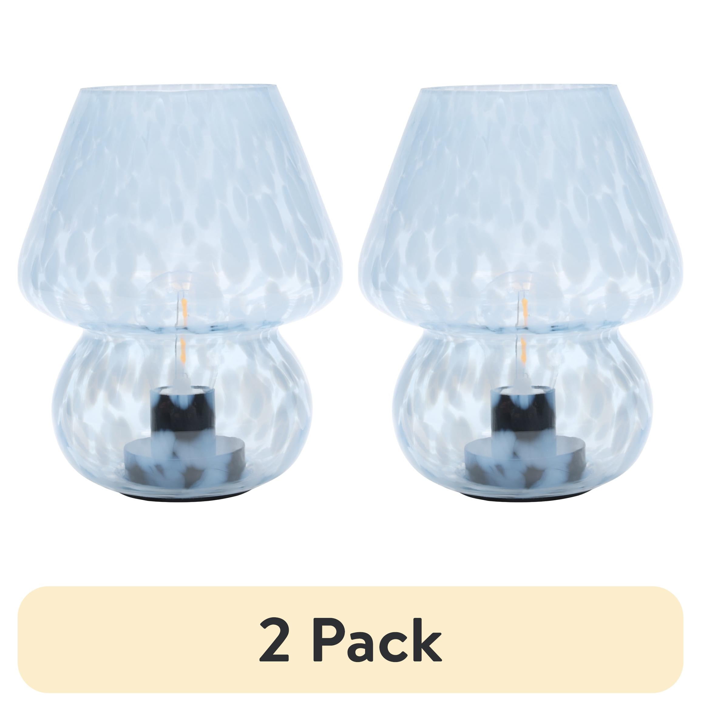 Urban Shop 8 Blue Tortoise Glass Battery Powered Mushroom Table Lamp