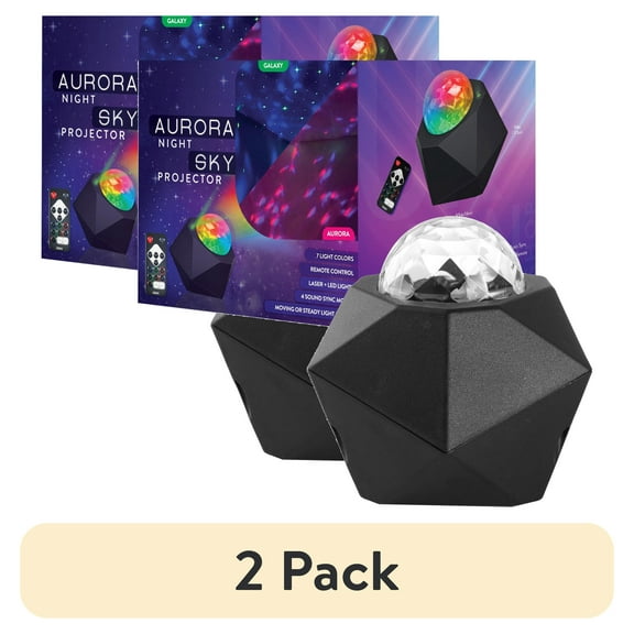 (2 pack) Urban Shop Aura Projector with Laser, Black