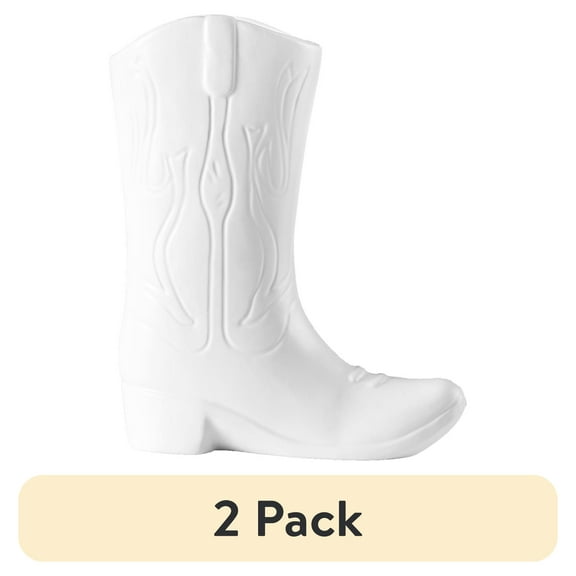 (2 pack) Urban Shop Ceramic Cowboy Boot Vase, 8.75", White