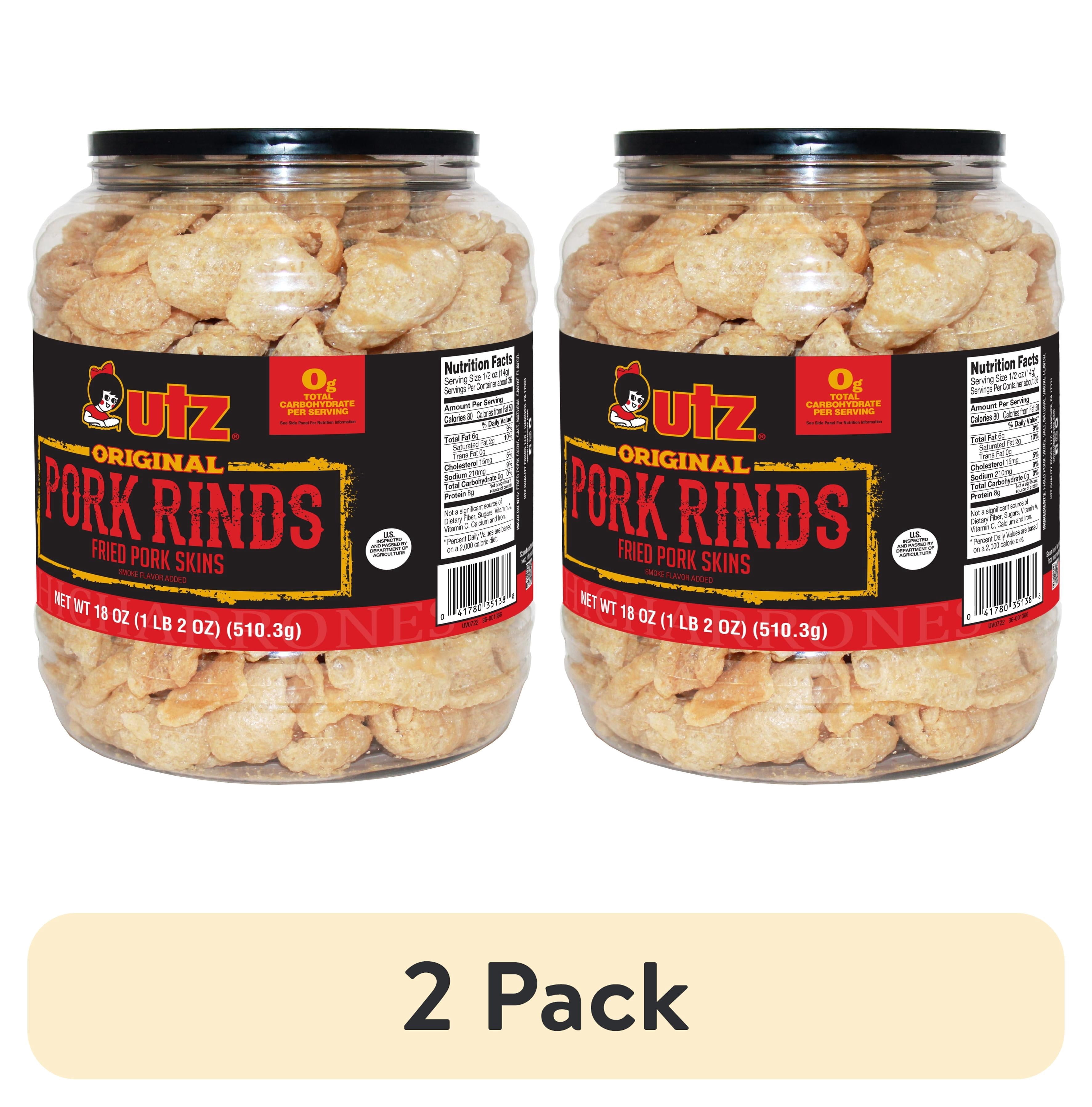 (2 pack) Utz Original Pork Rinds, 18 oz Barrel