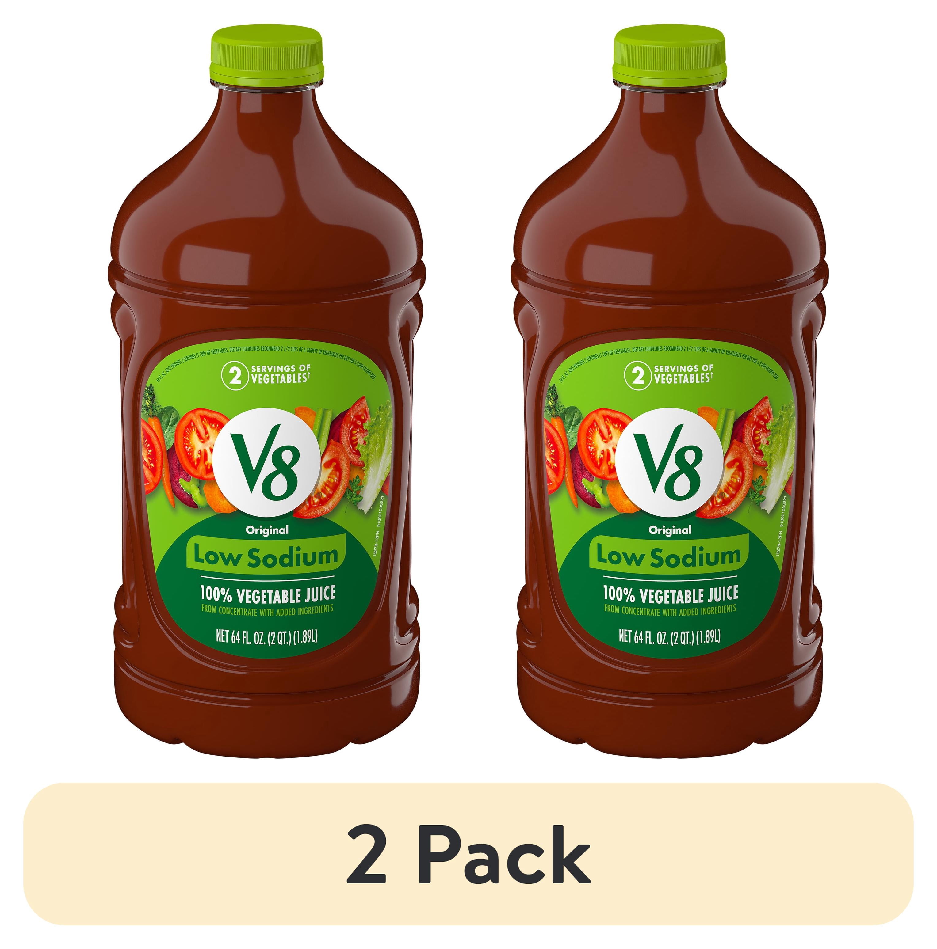 (2 pack) V8 Low Sodium Original 100% Vegetable Juice, 64 fl oz Bottle