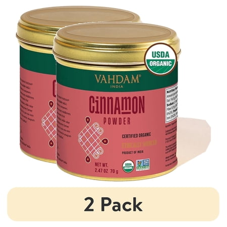 (2 pack) VAHDAM Organic Cinnamon Powder Spice, 2.47 oz (70 g) | USDA Organic Ground Cinnamon, Non-GMO, Gluten-Free Cooking & Baking Spice