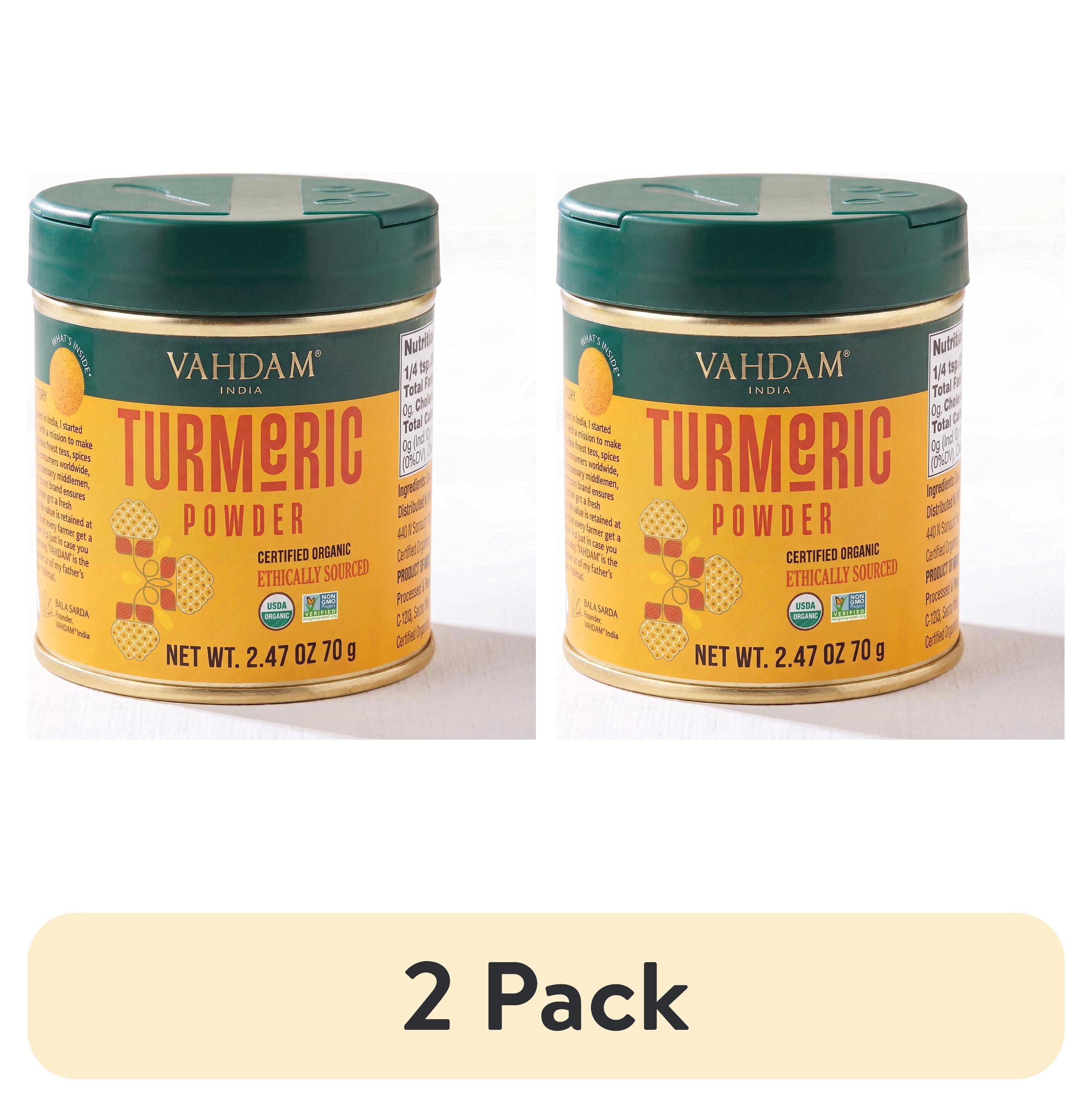 (2 pack) VAHDAM Organic Turmeric Powder w/ High Curcumin (2.47oz) USDA Organic, 100% Raw from India | Gluten-Free, Non-GMO | Premium Quality & Aroma | Single Origin Spice | Direct from Source