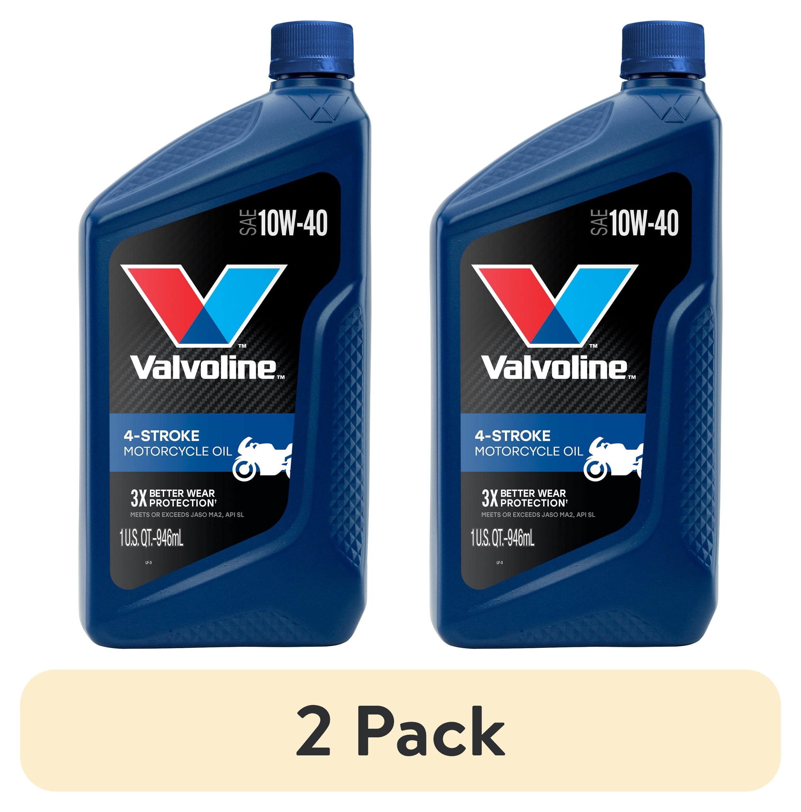 (2 pack) Valvoline 4-Stroke Motorcycle Conventional 10W-40 Motor Oil 1 Quart