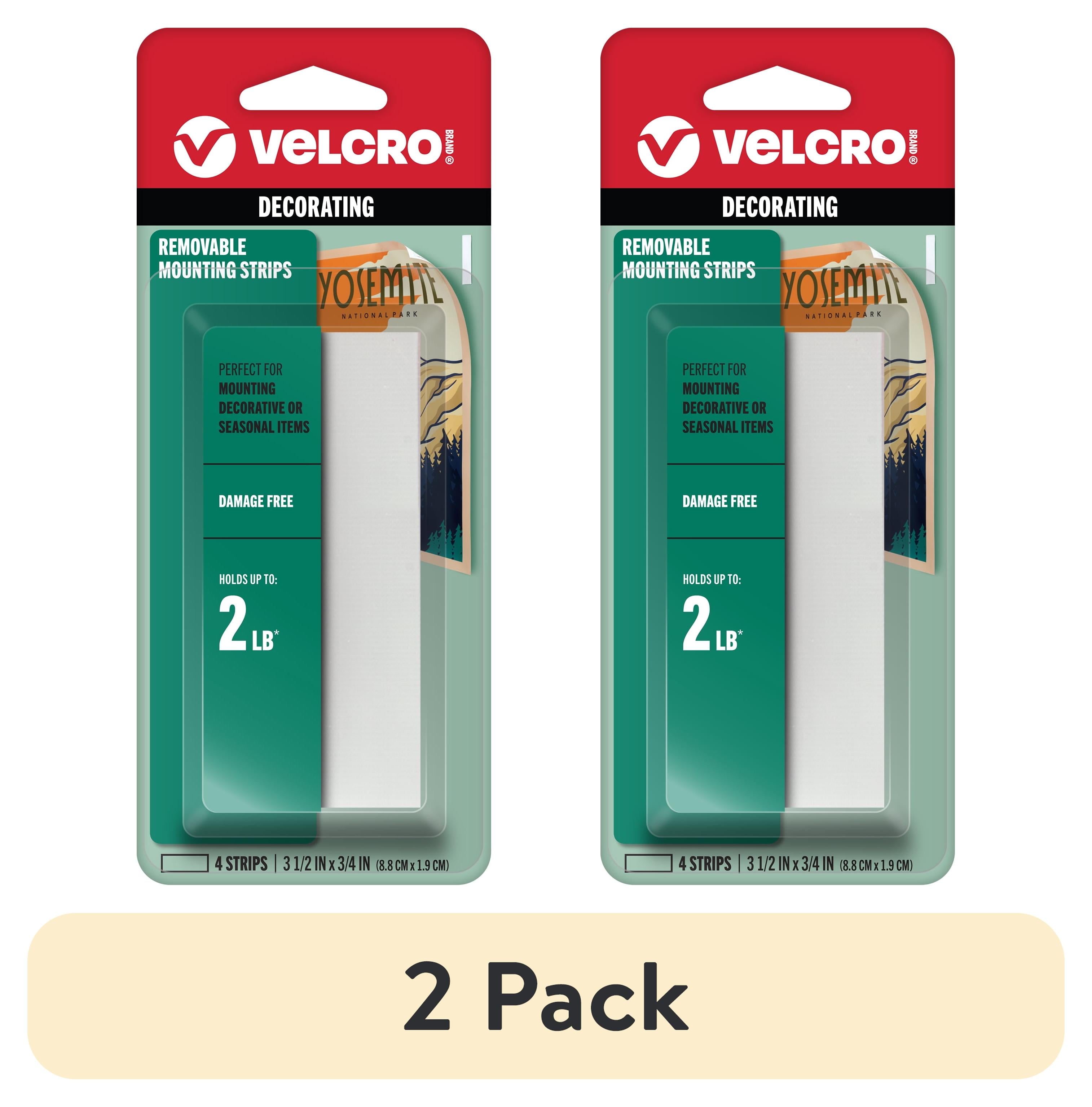 (2 pack) VELCRO Brand - Removable Mounting Strips, Damage-Free Decorating, 3 1/2" x 3/4", 4 per pack
