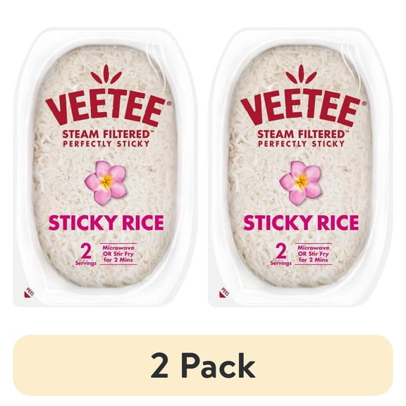 (2 pack) VEETEE, Gluten Free, Sticky Rice, 10.6 oz, Tray, NO Artificial Flavors, Color and Preservatives