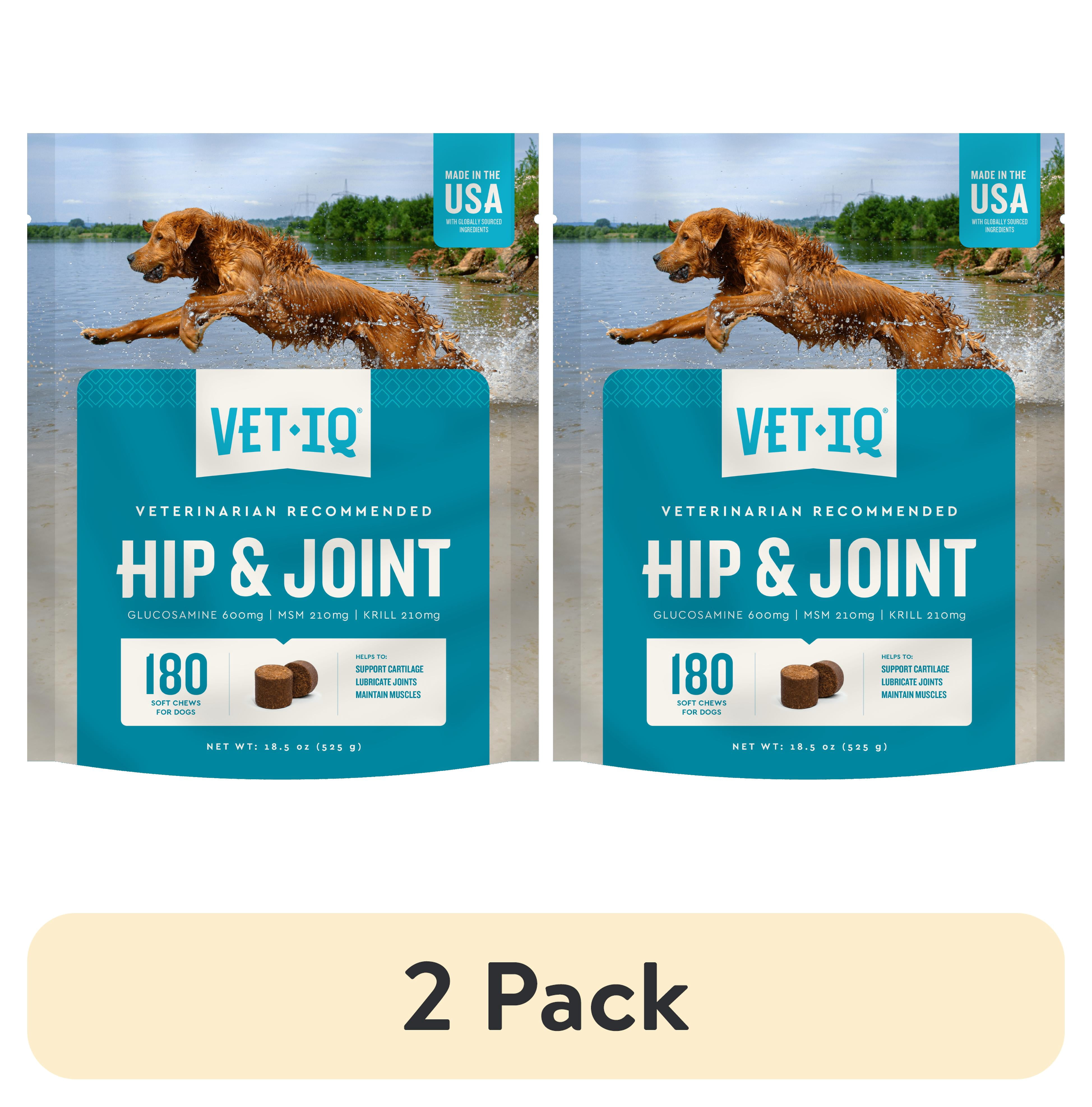 (2 pack) VETIQ Hip & Joint Supplement for Dogs, Chicken Flavored Soft Chews, 22.2 oz, 180 Count