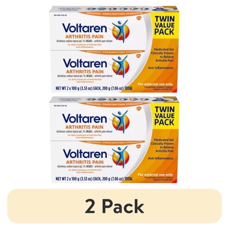 (2 pack) Voltaren Arthritis Pain Relief Gel, Diclofenac Sodium 1% (NSAID), Original Prescription Strength, Twin Value Pack, 2 Tubes 3.53 oz Each (7.06 oz Total)