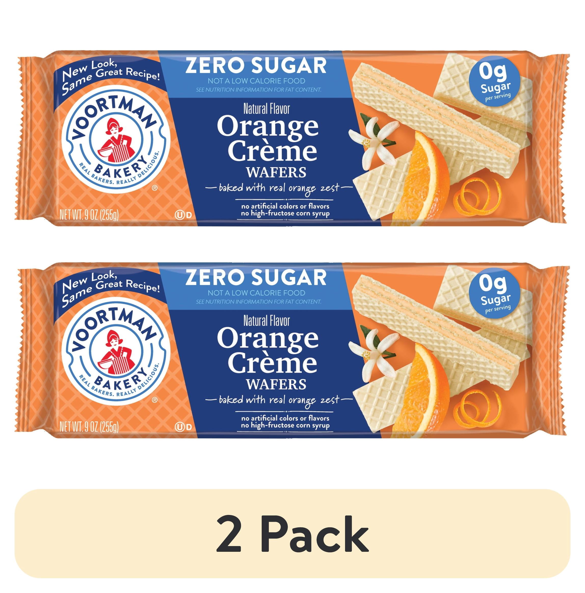 2 pack) VOORTMAN Bakery Zero Sugar Orange Creme Wafer Cookies 9 oz