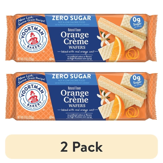 (2 pack) VOORTMAN Bakery Zero Sugar Orange Creme Wafer Cookies 9 oz